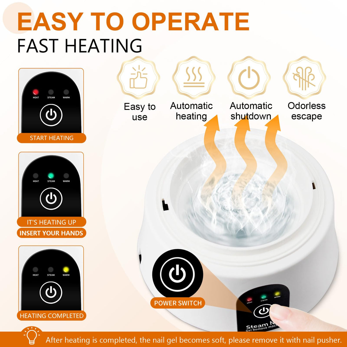 I·B·N G nail soaking bowl heating indicator lights in action