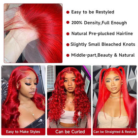 Ice Pear red wig with 200% density for a full, voluminous look