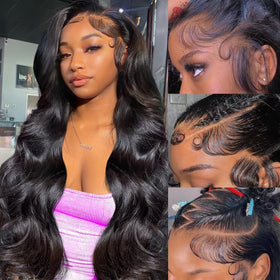 Ice Pear 26-inch lace front wig with body wave for natural daily wear
