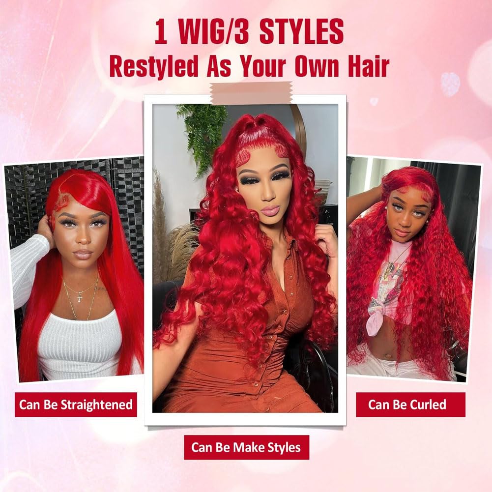 Ice Pear unprocessed Brazilian red hair wig with vibrant color