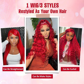 Ice Pear unprocessed Brazilian red hair wig with vibrant color