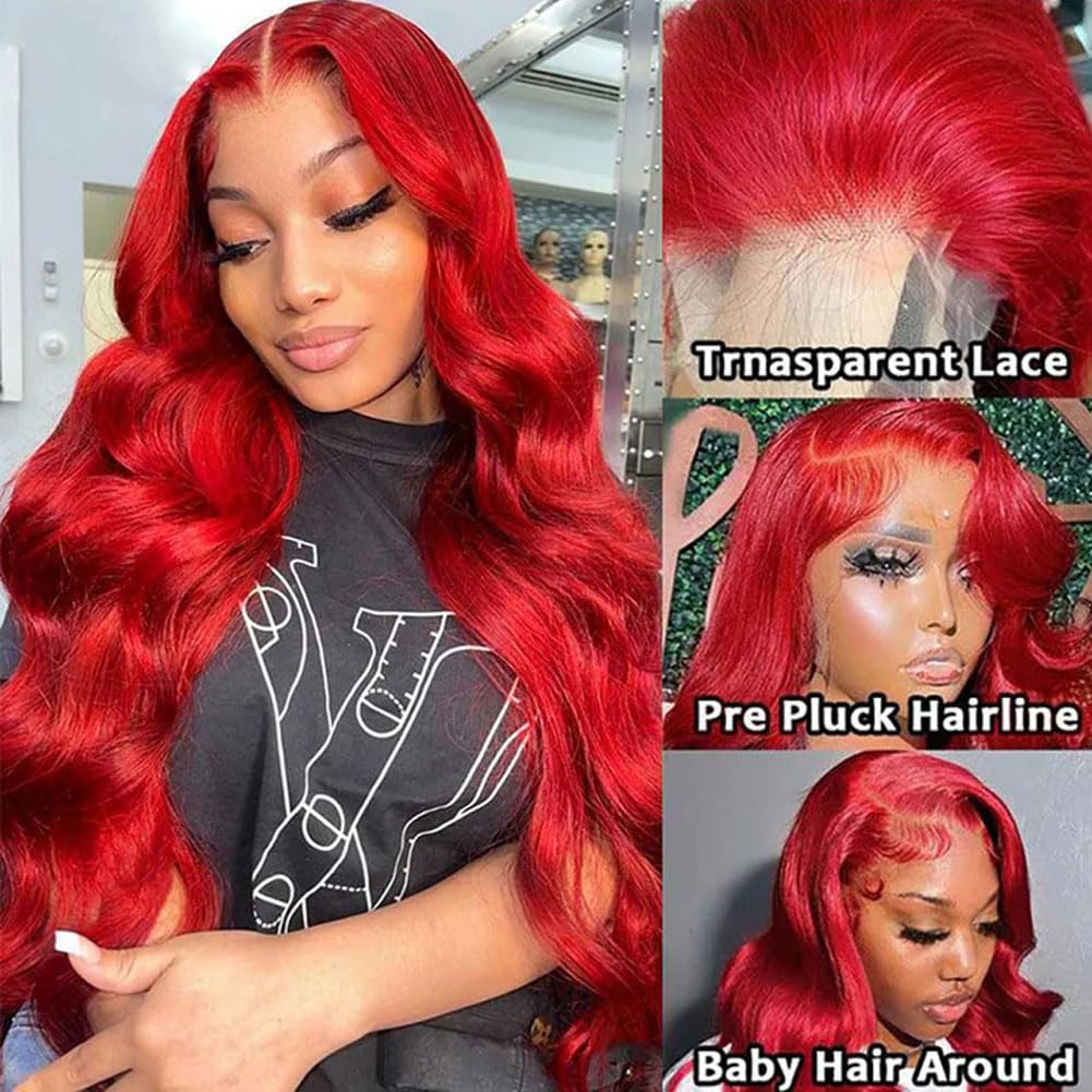 Ice Pear red lace front wig with bleached knots and baby hairs for a natural hairline