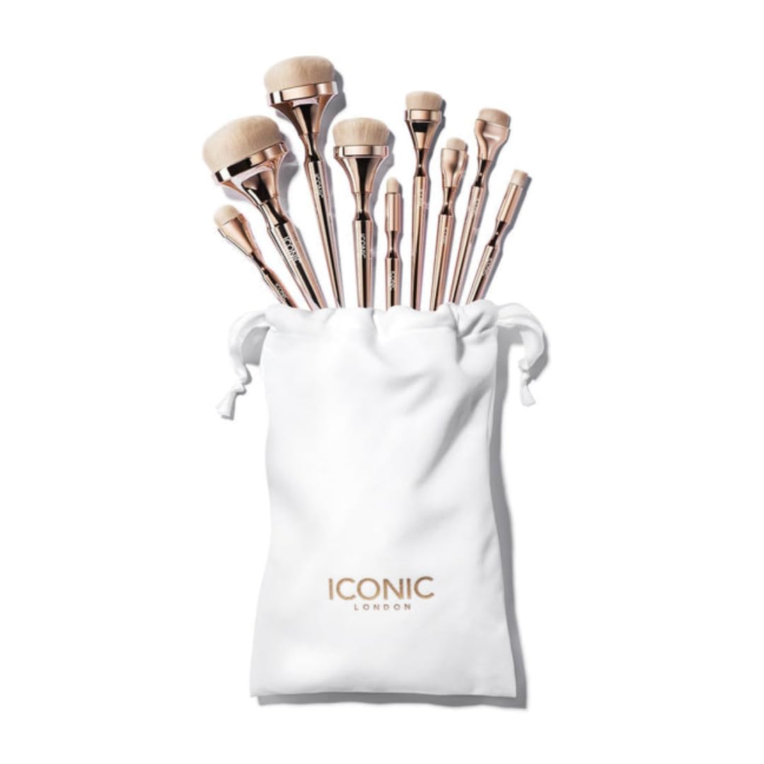 Iconic London HD Blend complete set of 12 brushes for smooth makeup application.