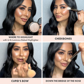Highlight on the high points of the face for a natural glow.