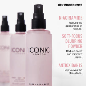 ICONIC LONDON makeup fix spray pump delivers even, controlled mist