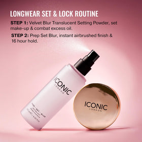 ICONIC LONDON mist-in-action face demonstrates lightweight setting spray benefits