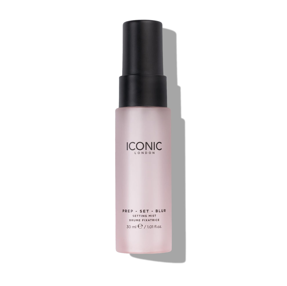 ICONIC LONDON Prep Set Blur Spray bottle showing sleek design for long-lasting makeup