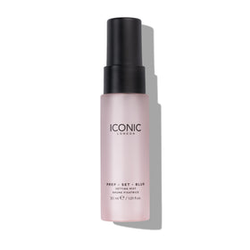 ICONIC LONDON Prep Set Blur Spray bottle showing sleek design for long-lasting makeup