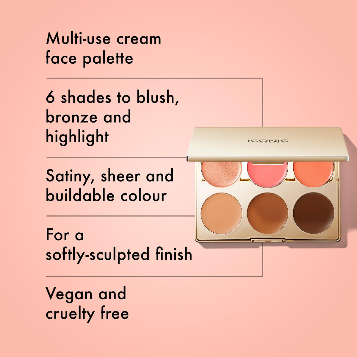 ICONIC LONDON rose blush cream swatch on cheek for natural flush