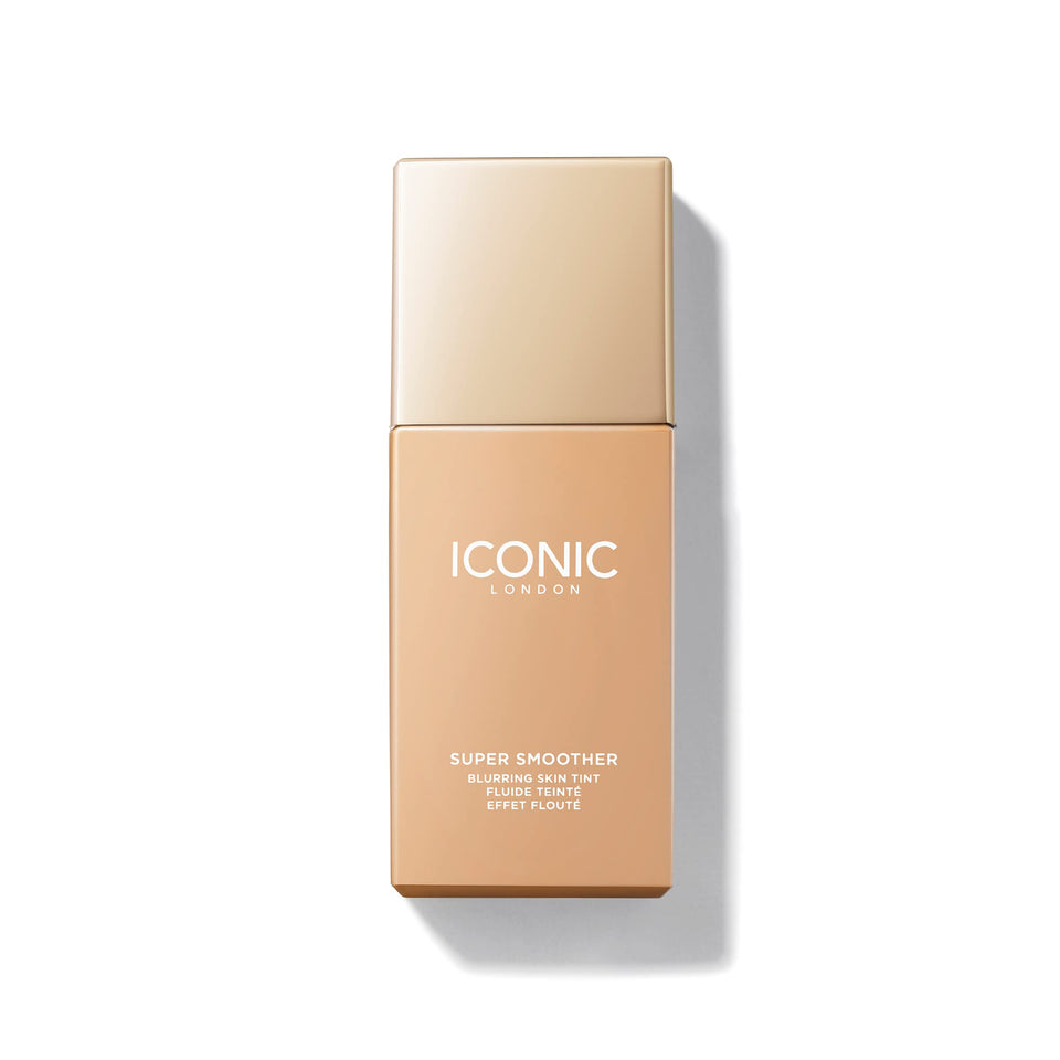 ICONIC LONDON Super Smoother bottle closeup showing hydrating tint and glow