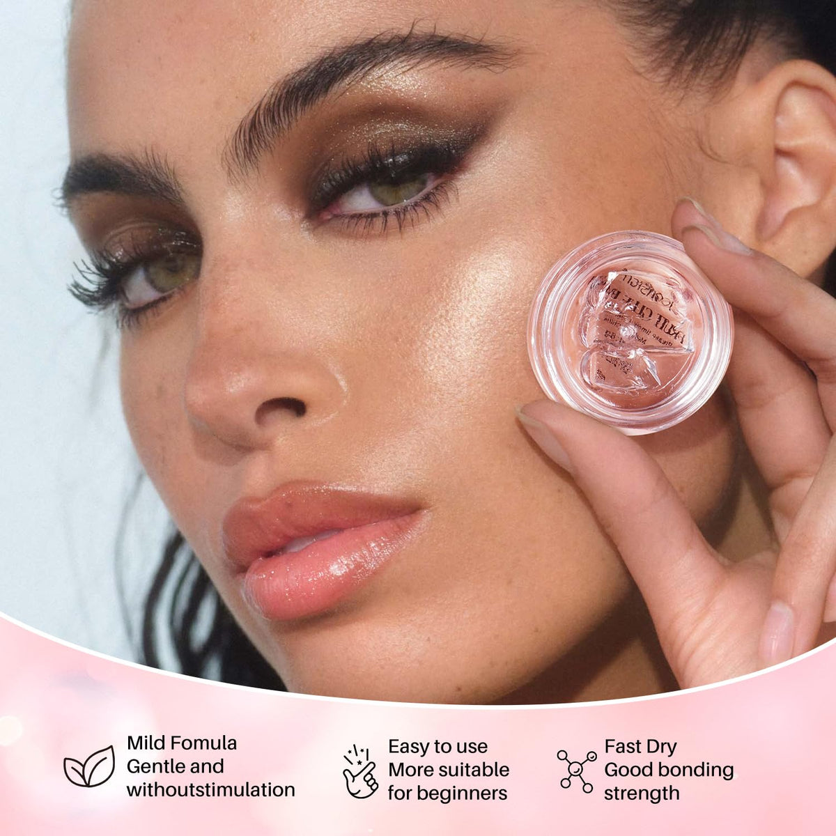 IconSIGN Glue Balm highlights precise control during lash application.