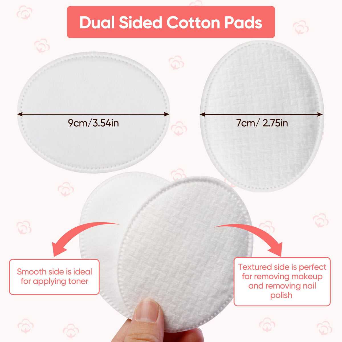 ICOTLE Large Oval Cotton Pads held in hand for easy coverage