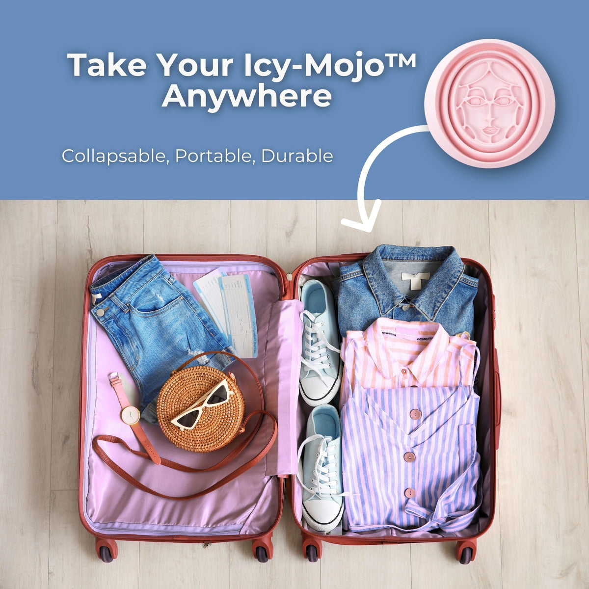 Icy-Mojo soft-pink face-bowl adds style to at-home spa routines.