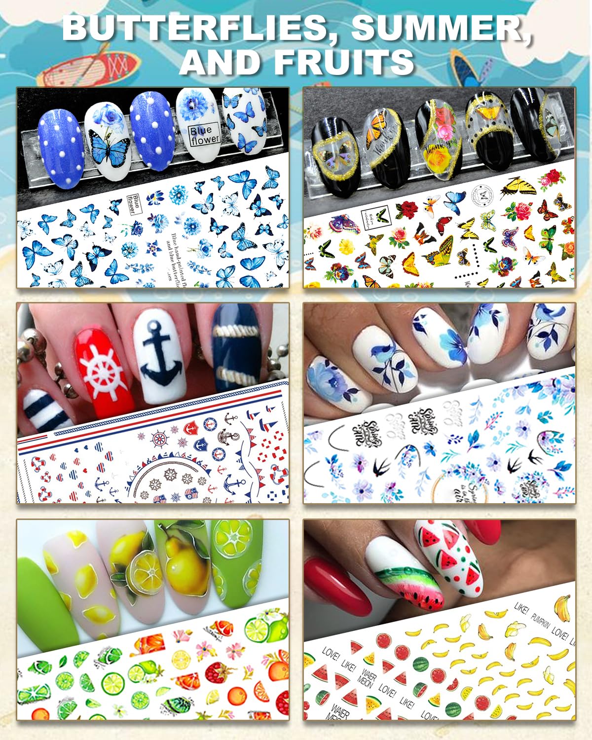 IDDFEVE butterfly nail stickers provide vibrant accents for quick seasonal manicures