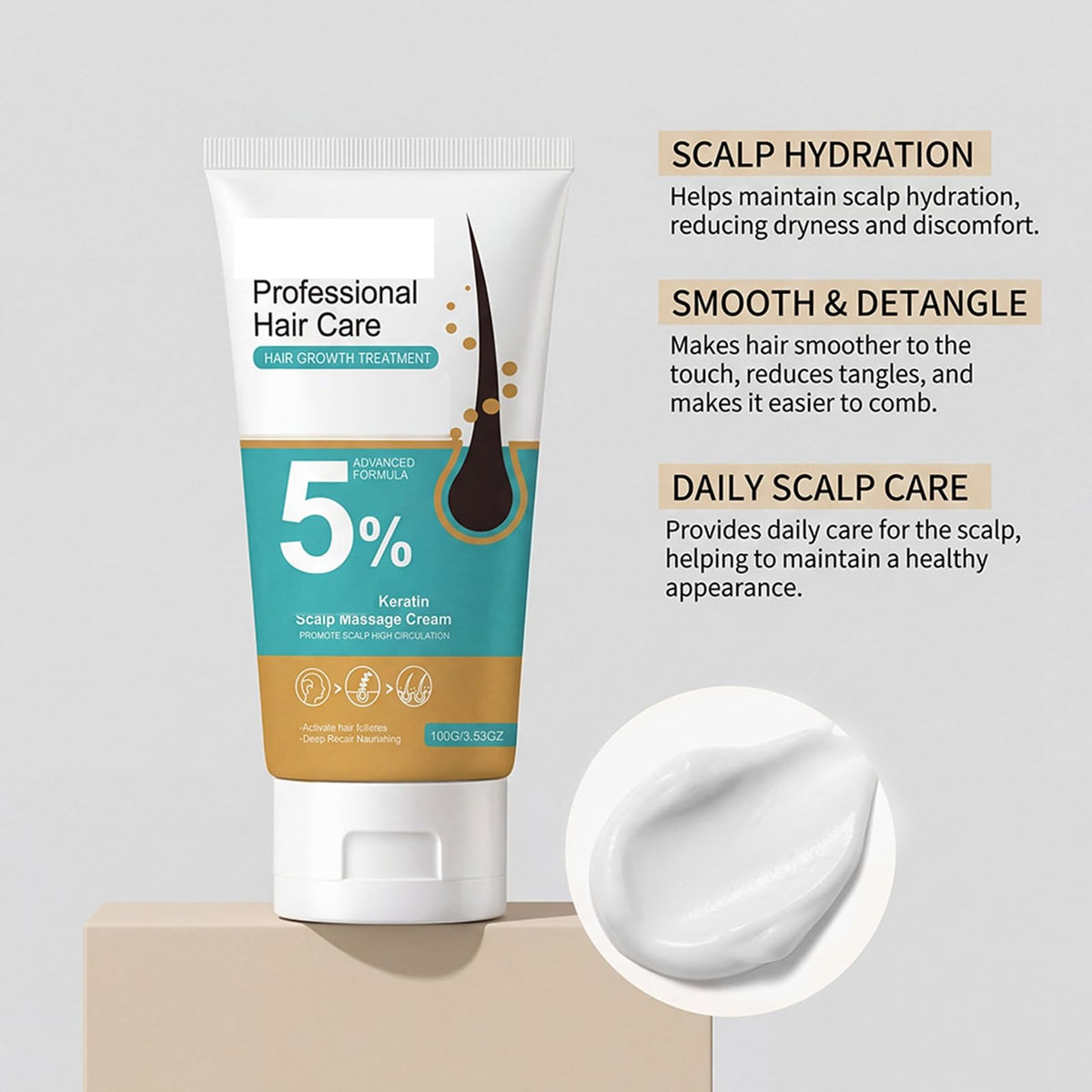 Identicalven 2Pcs Minoxidil hair growth cream texture close-up showing fast-absorbing formula