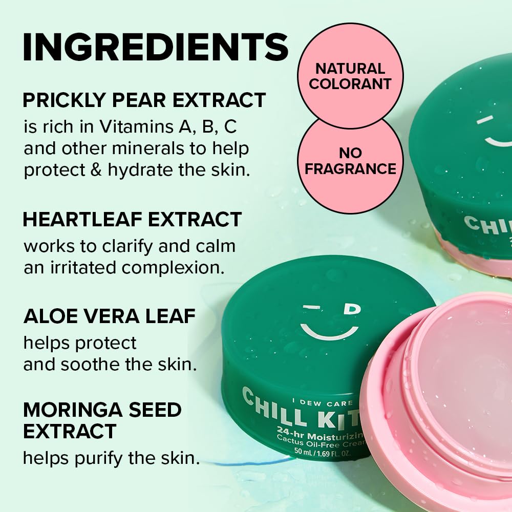 I DEW CARE Heartleaf Face Cream features prickly pear and aloe vera components for soothing moisture