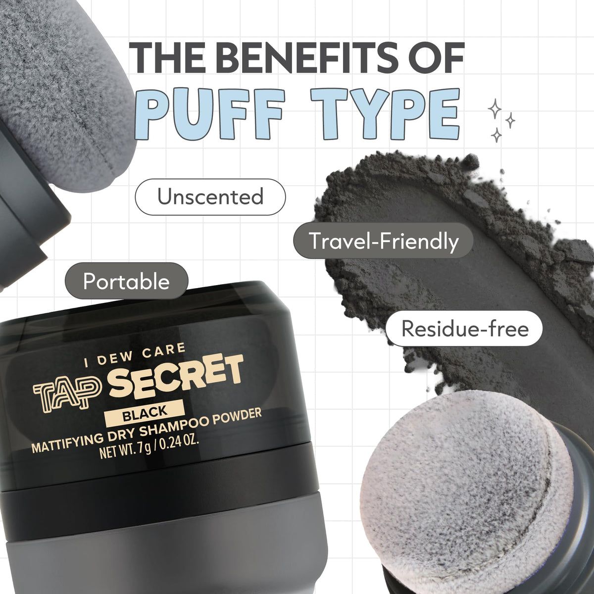 I DEW CARE Tap Secret Biotin Dry Shampoo talc-free formula for brunette hair