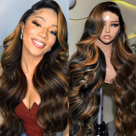 IDHERE Highlight Ombre Lace Front Wig, 20-inch length for daily wear and glam events.