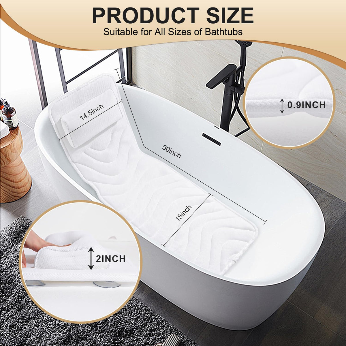 Idle Hippo bath pillow includes a built-in hanging hook for easy storage.