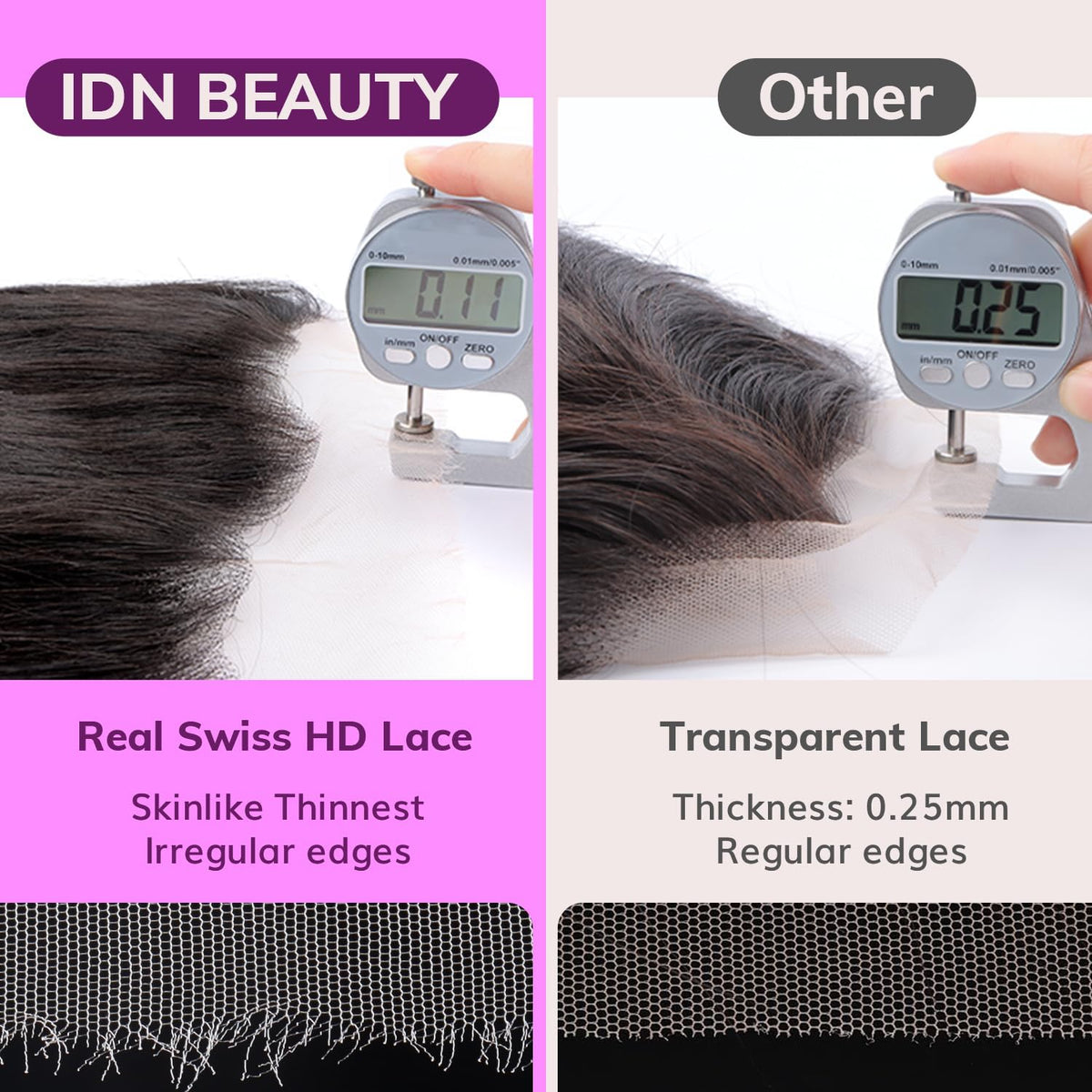 IDN BEAUTY glueless closure installed for quick, natural sew-in look