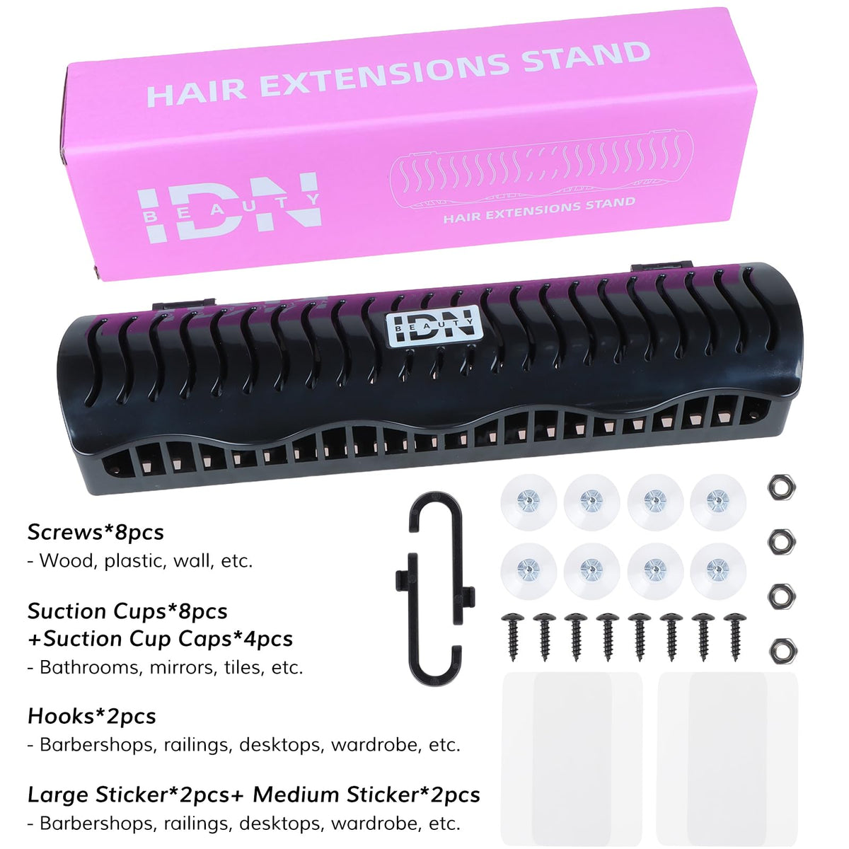 IDN BEAUTY Hair Extension Holder Stand bathroom setup ideal for daily care routines.