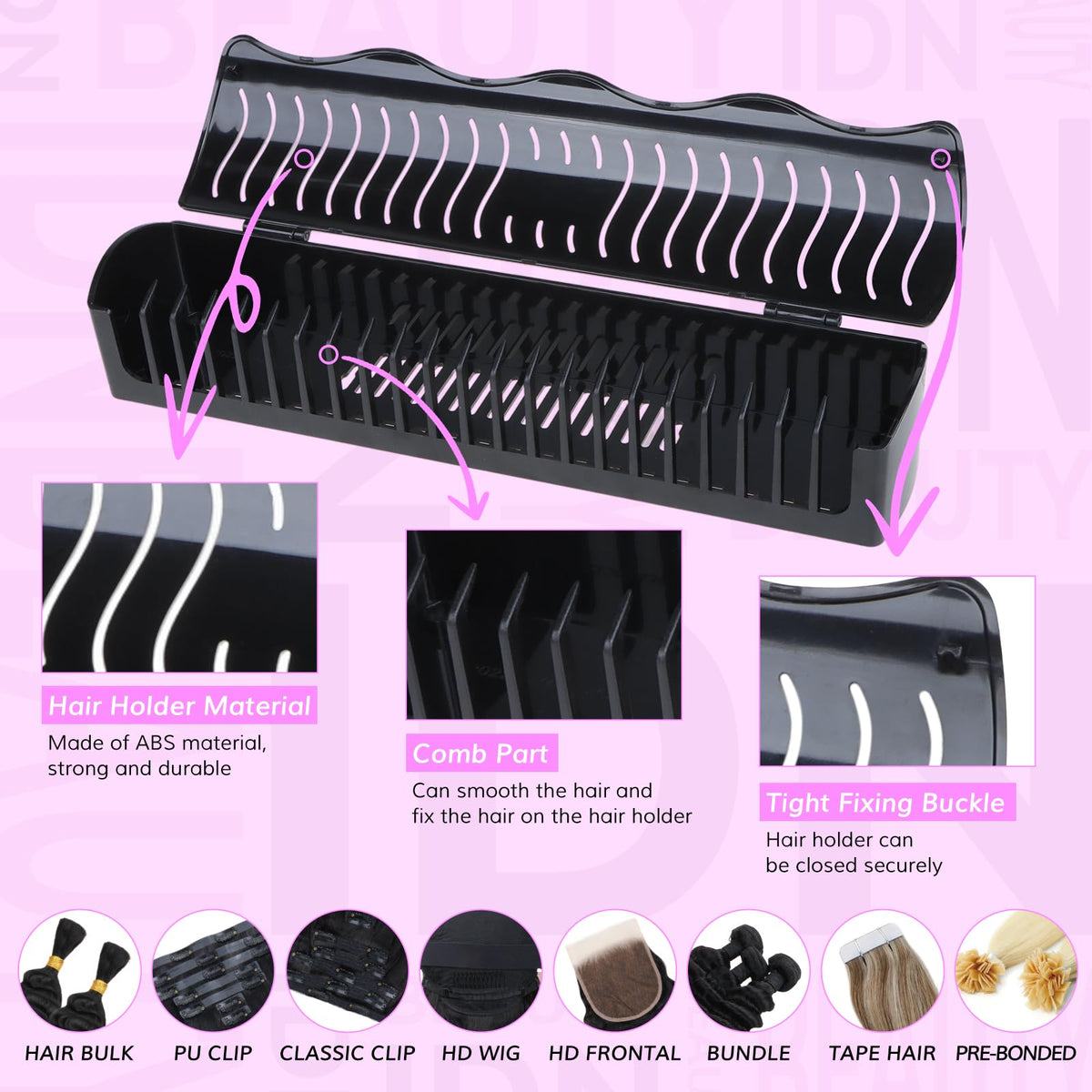 IDN BEAUTY Hair Extension Holder Stand mounted with suction, stable for drying and dyeing.