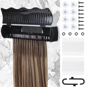 IDN BEAUTY Hair Extension Holder Stand top view shows secure extension support during washing.