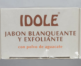 Idole exfoliating soap ingredient highlight focuses on avocado seed powder for exfoliation.