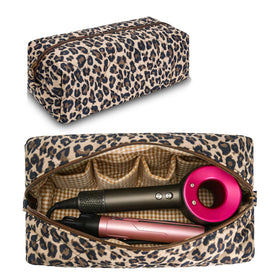 idoltimes hair tools travel bag quilted leopard exterior protects Dyson Airwrap during travel
