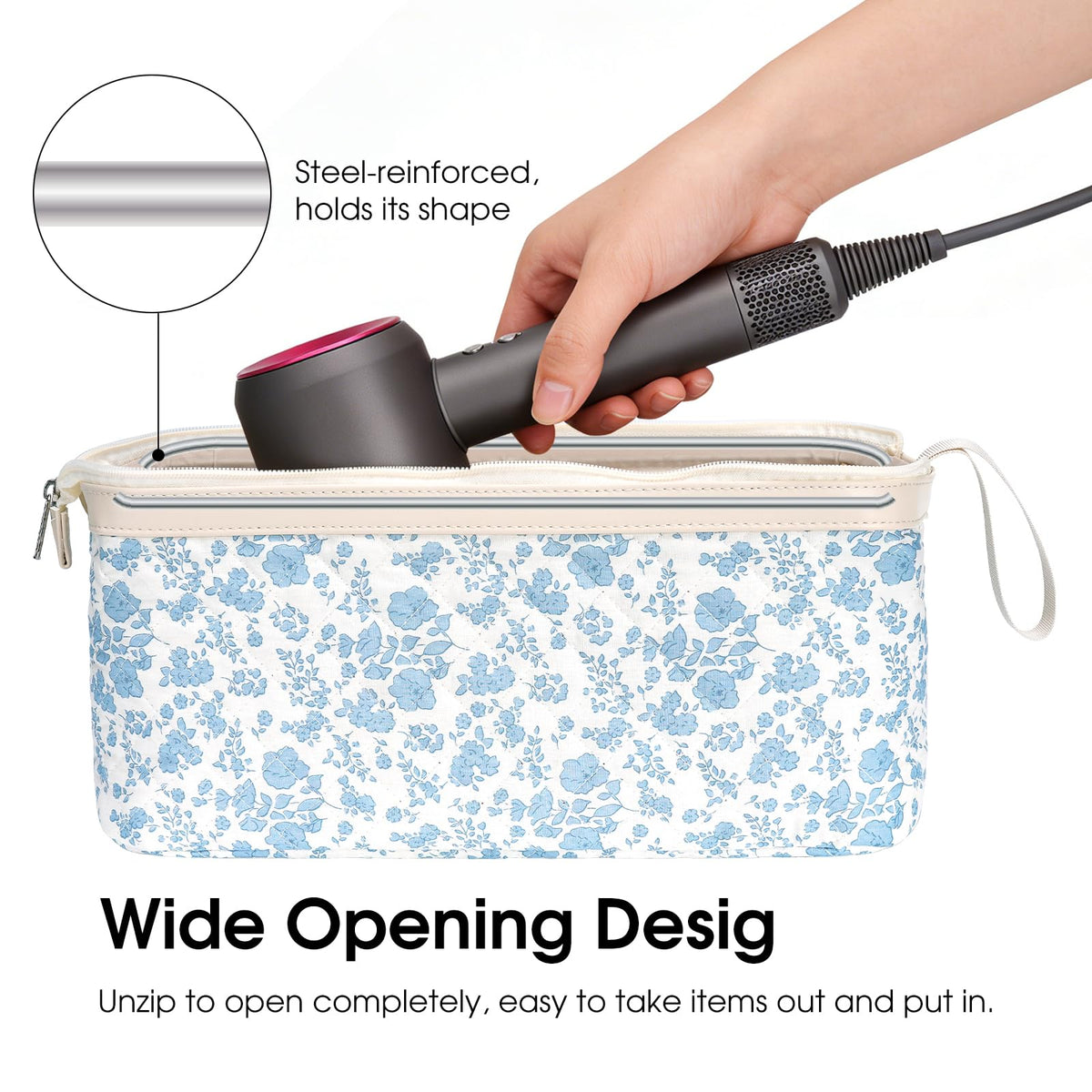 idoltimes travel bag secure zipper closure to keep tools upright and accessible