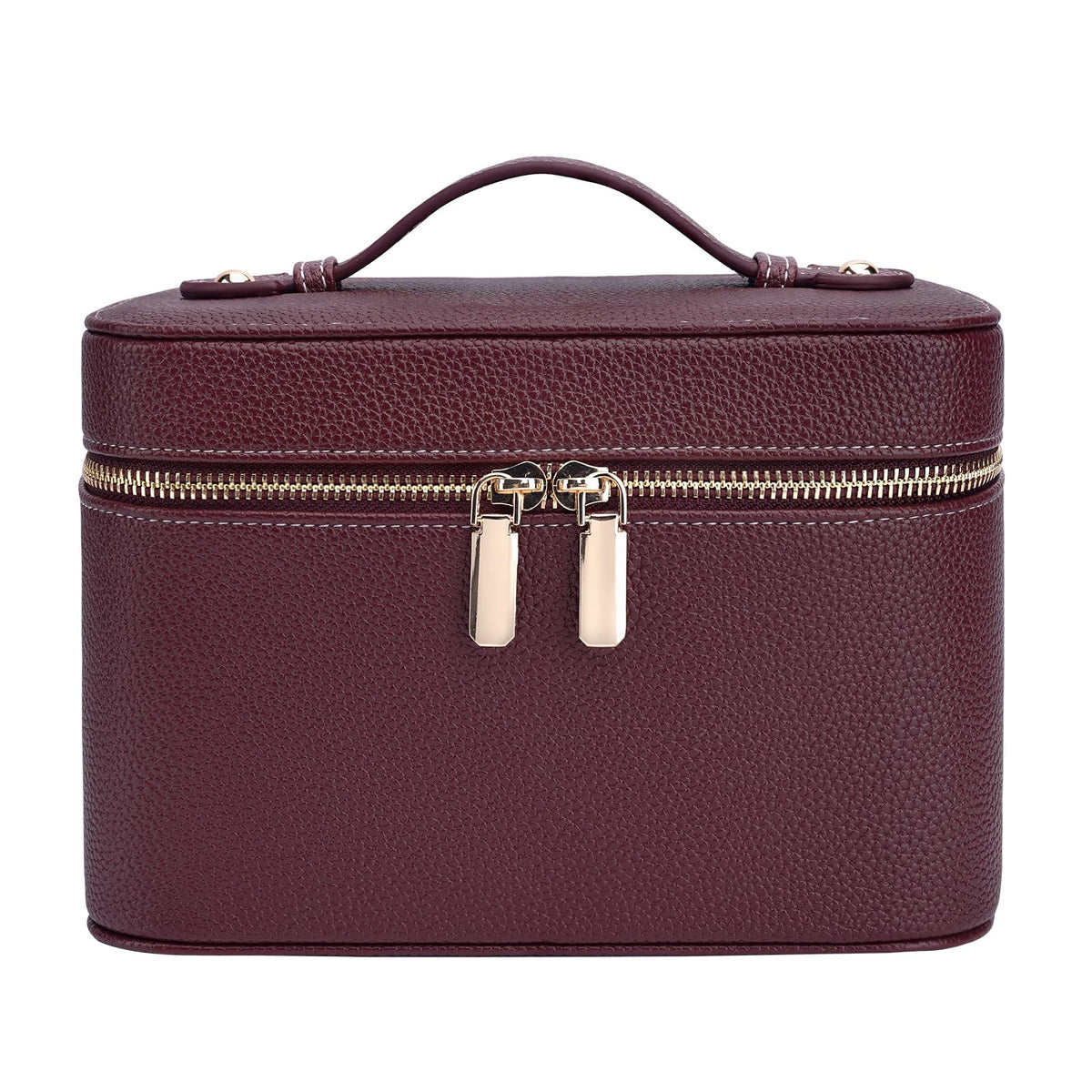 idoltimes makeup case with genuine leather exterior for durable daily use