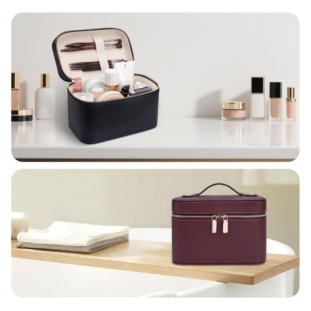 idoltimes waterproof makeup bag with easy-clean surface
