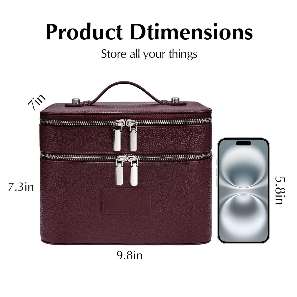 Idoltimes waterproof-makeup-case shows durable leather protecting contents during travel.
