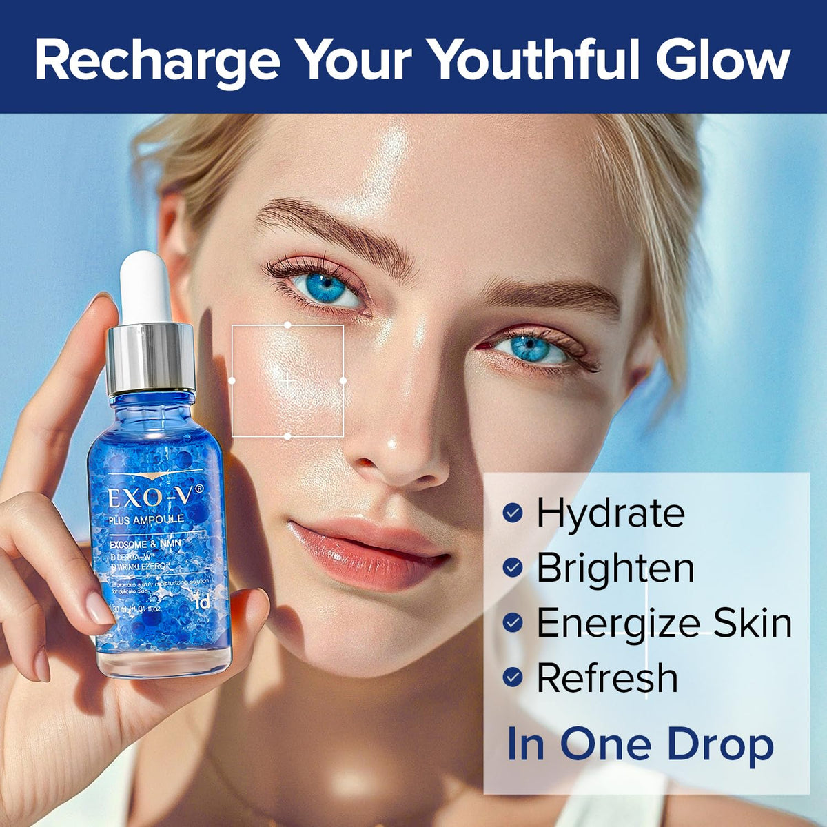 ID PLACOSMETICS EXO-V Plus Ampoule beads before activation and freshness seal.