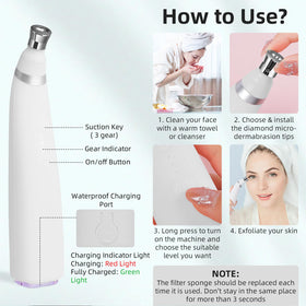 IeBilif suction level dial with adjustable power for sensitive to stubborn pores.