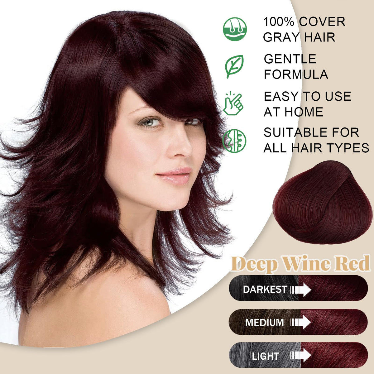 iemokoda Deep Burgundy Hair Dye Shampoo bottle pouring for mess-free application