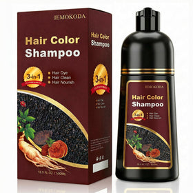 iemokoda hair dye shampoo in coffee bottle, front view for at-home gray coverage