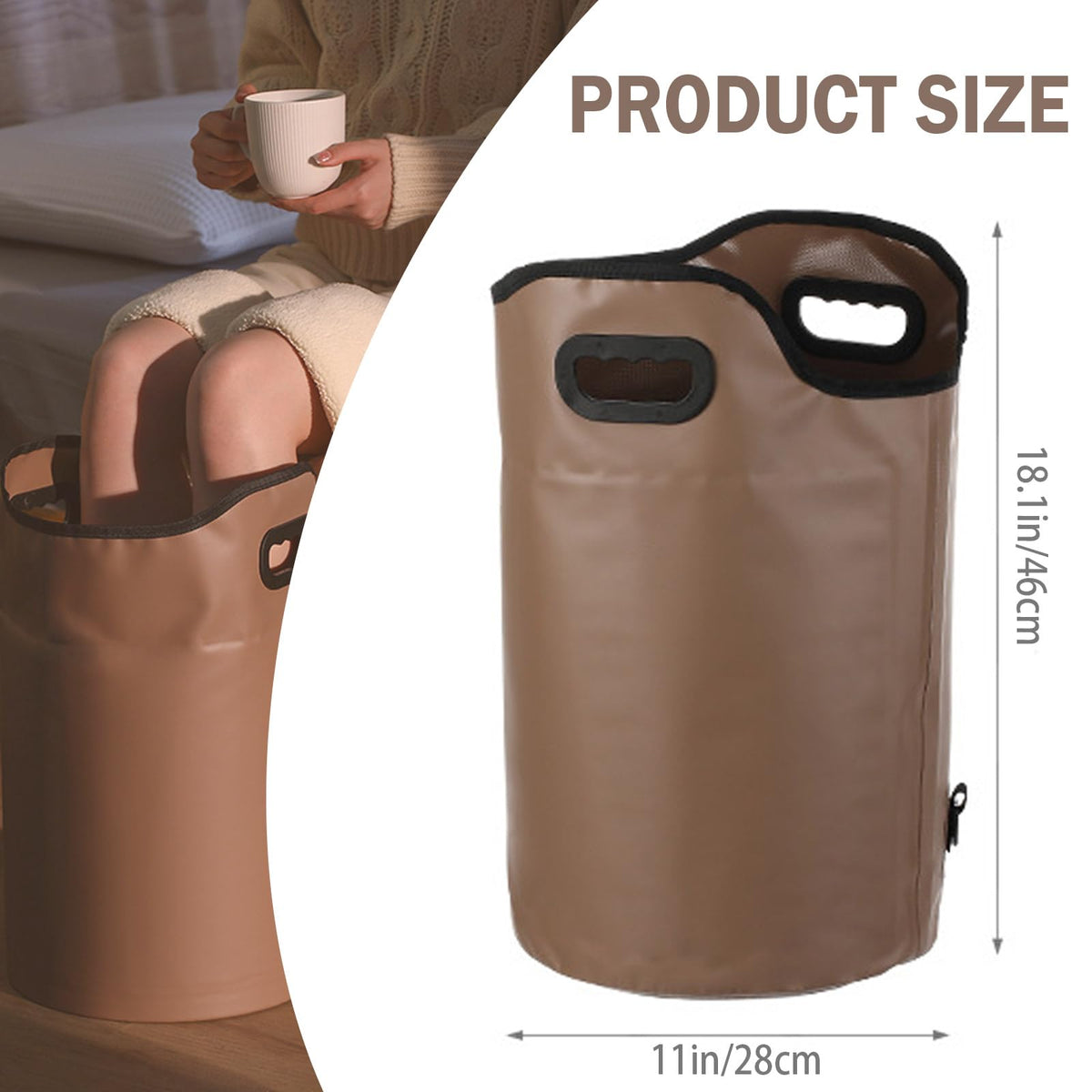 Iensen collapsible foot bath basin with handles ready to carry