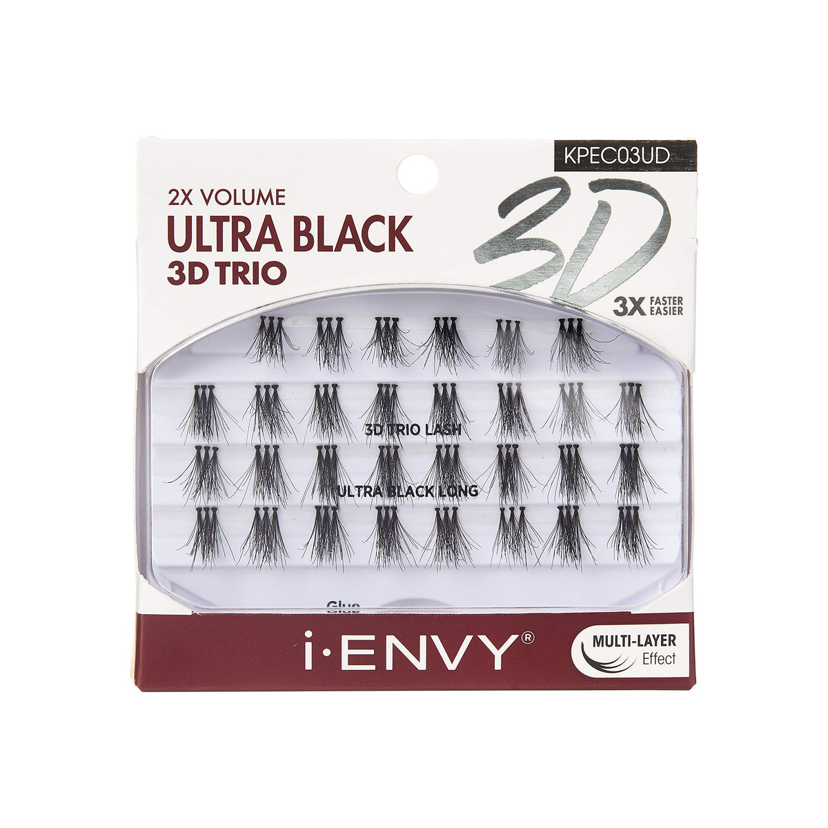 Close-up of tapered-end iENVY lashes showing precision for natural blend.
