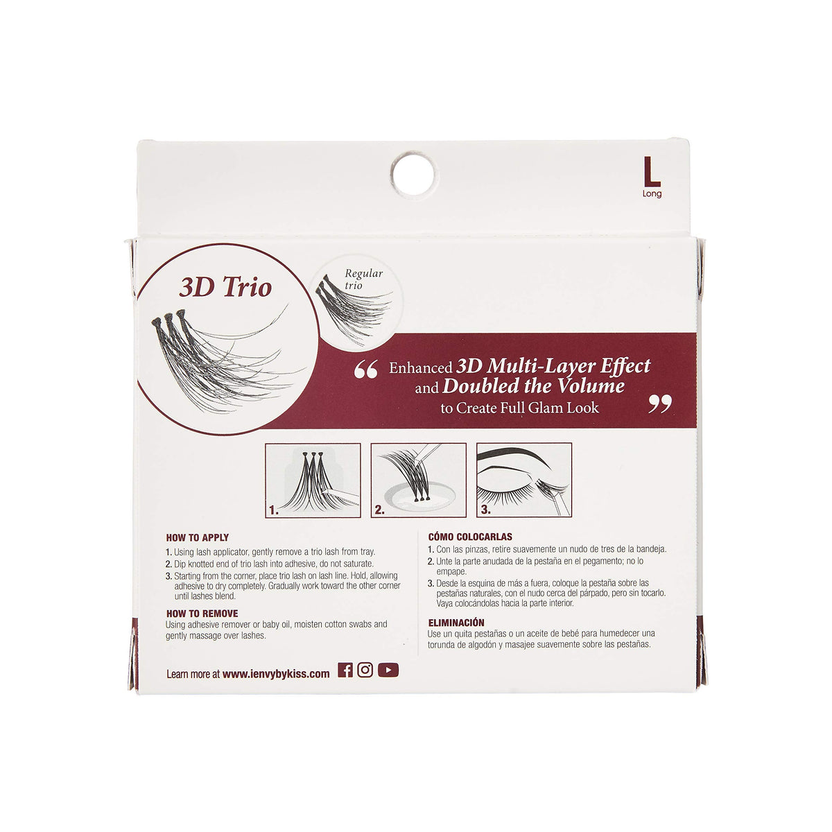 Three-pair set demonstrates doubled volume for a full glam look.