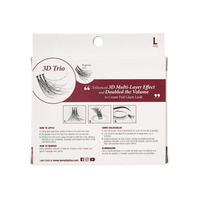 Three-pair set demonstrates doubled volume for a full glam look.
