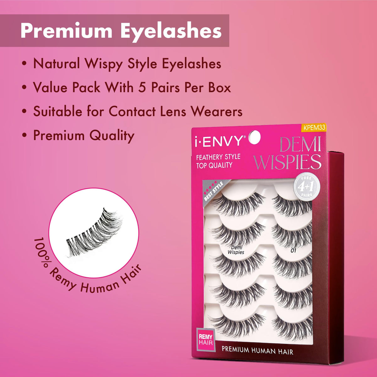 iENVY Demi Wispies lashes with fluffy volume for natural enhancement.