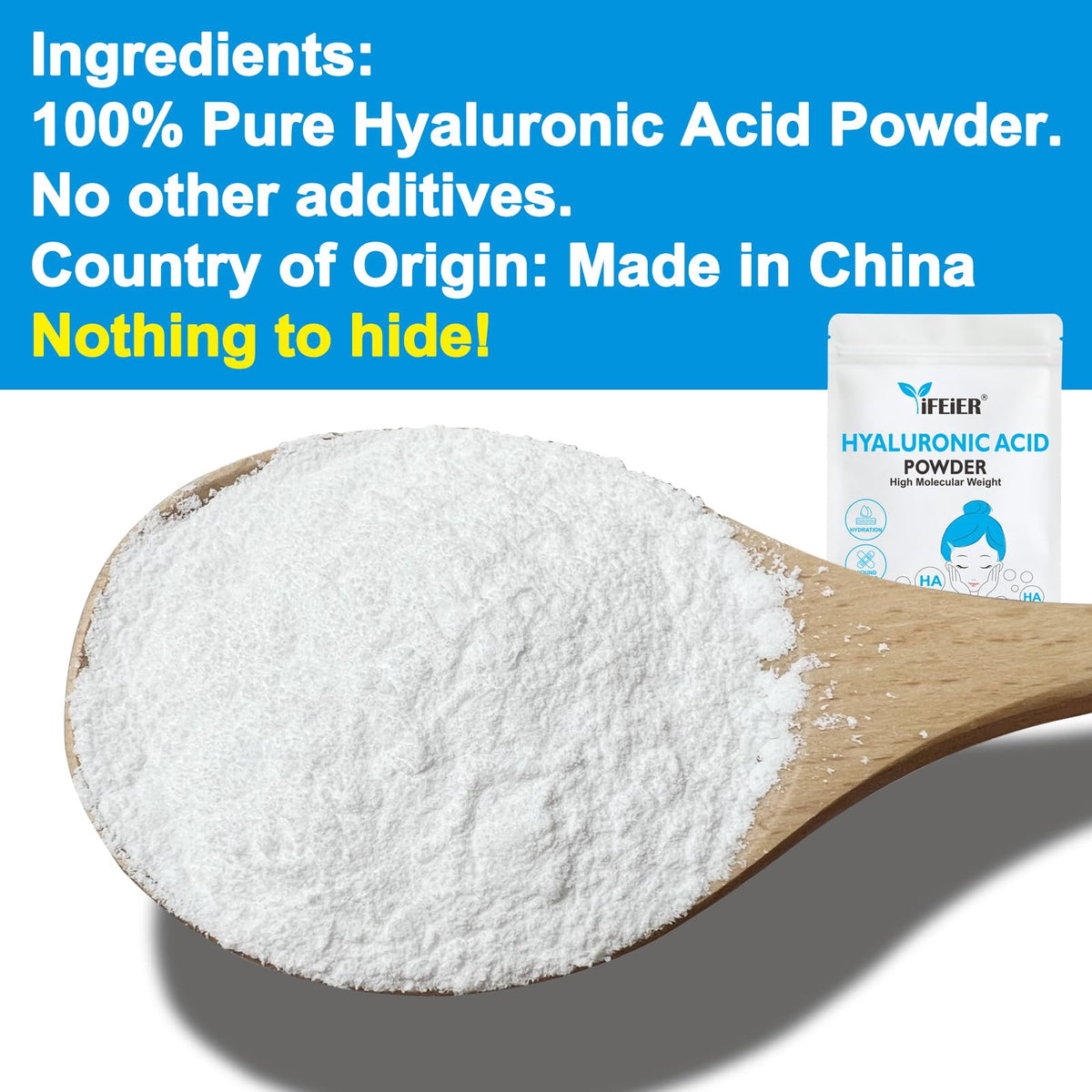ifeier hyaluronic acid powder dissolving in water, easy serum prep