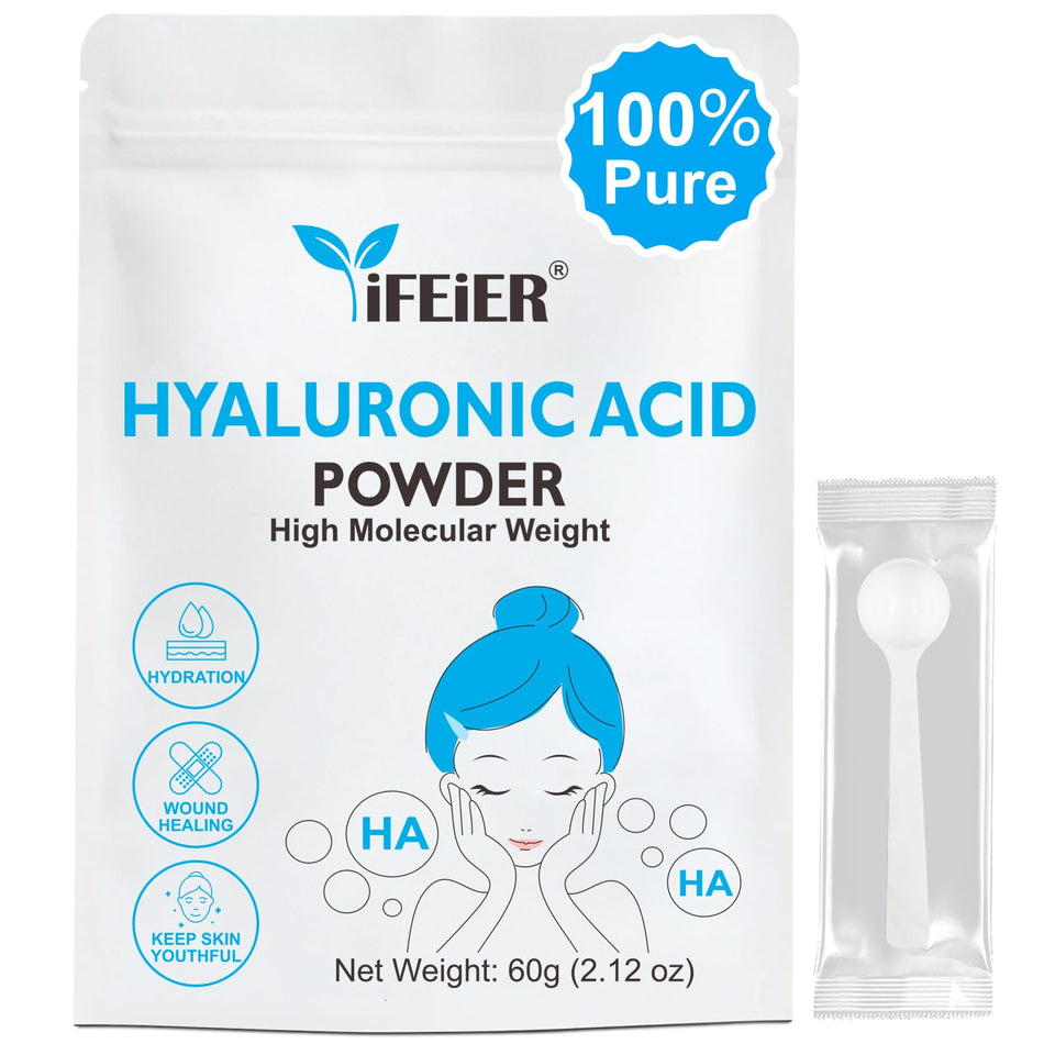 ifeier hyaluronic acid powder jar close-up for DIY serums, cosmetic-grade quality