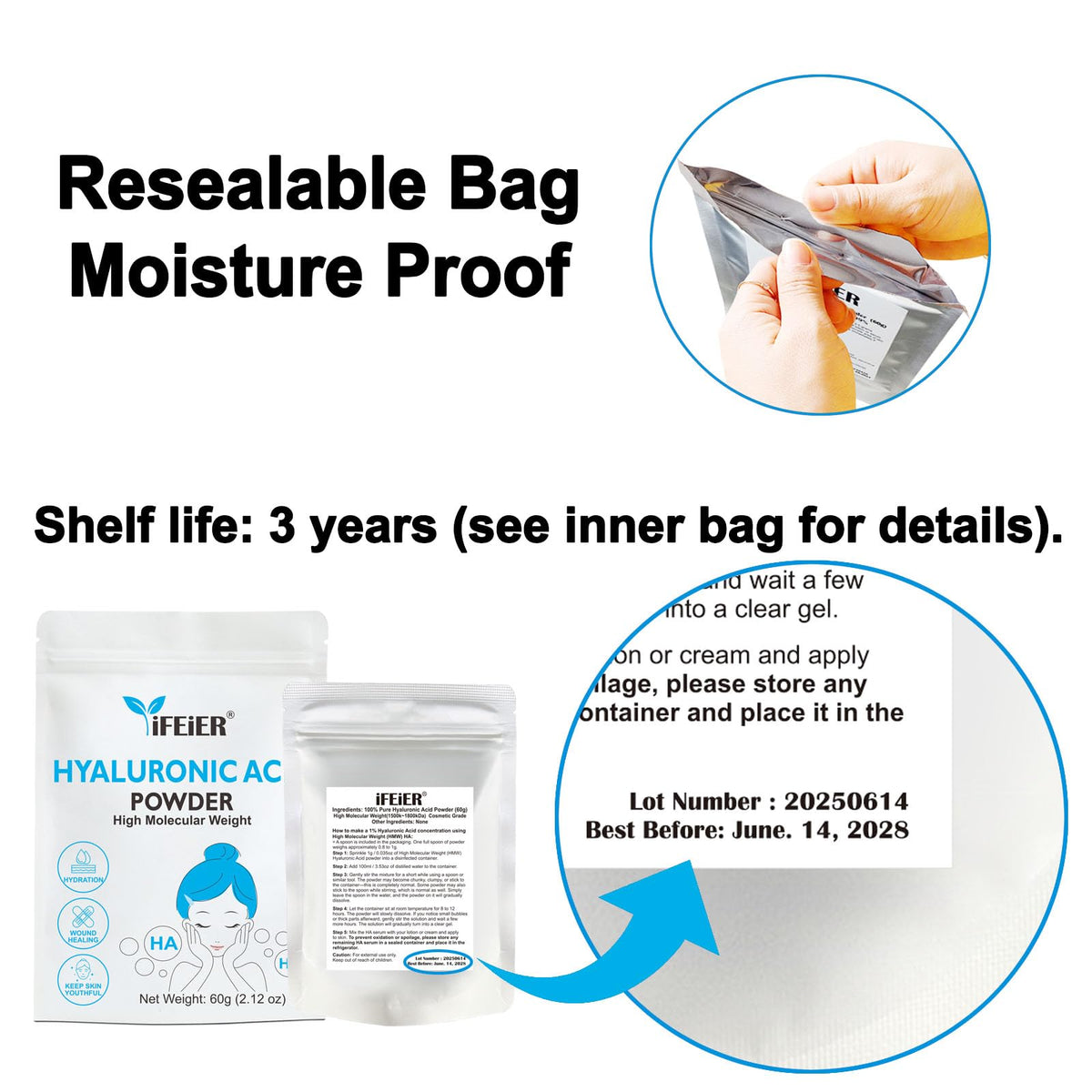 ifeier hyaluronic acid powder measuring tool, precise DIY formulation