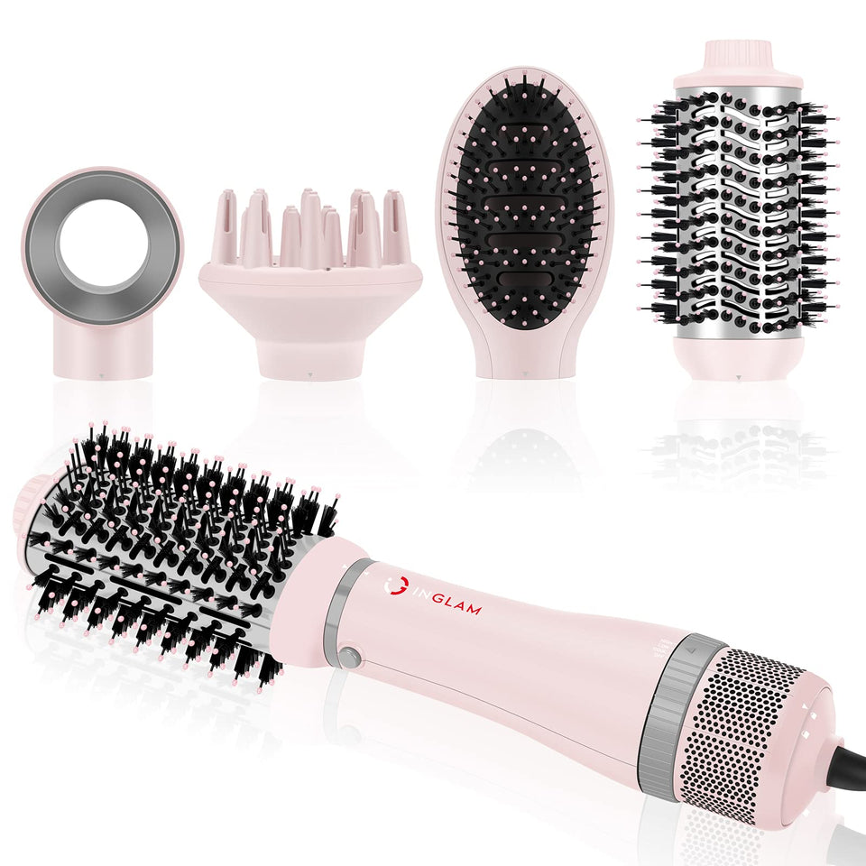 IG INGLAM 4 in 1 blowout brush dryer closeup showing quick drying and polish