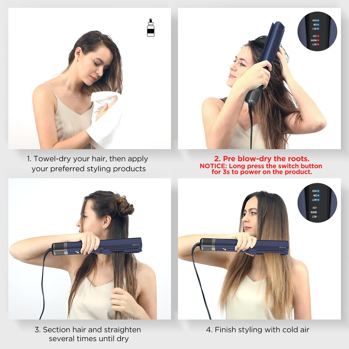 IG INGLAM Air Straightener included travel bag for on-the-go styling.