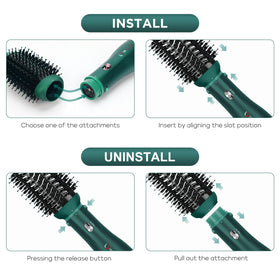 IG INGLAM hair dryer brush interchangeable heads support drying and styling.