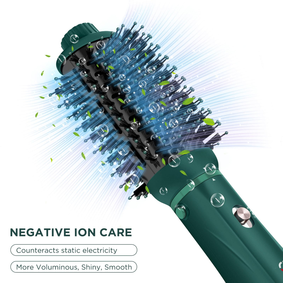 IG INGLAM hair dryer brush negative ions reduce static and frizz.