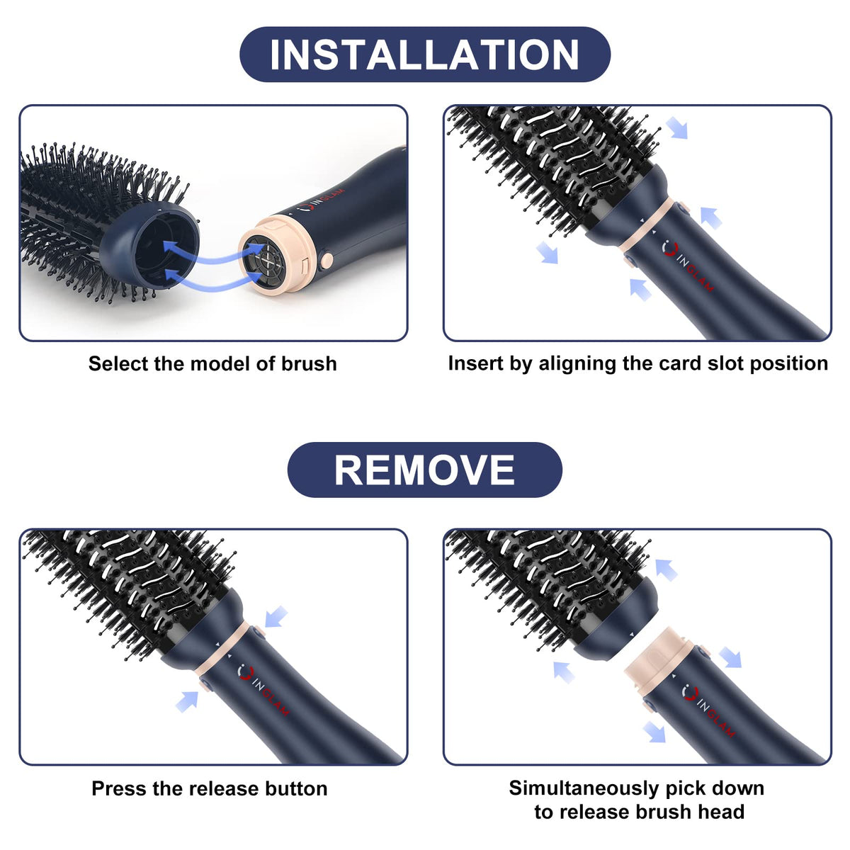 IG INGLAM curling brush head creates defined waves with controlled heat.